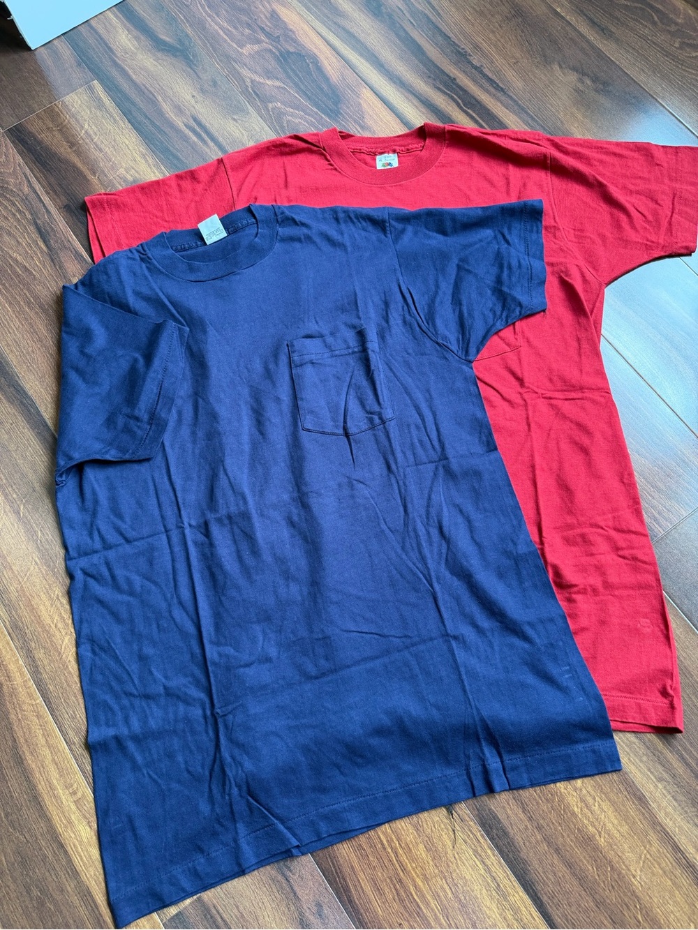 VTG Fruit of the Loom Pocket T-Shirts Set of 2 Single Stitch XL USA Cotton